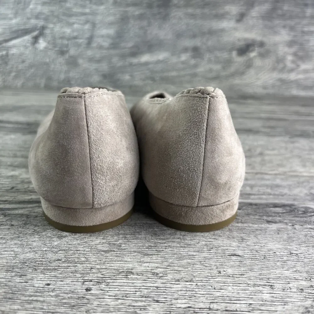 Eileen Fisher Posy Ballet Flats Suede Tan Pointed Toe Scalloped Women’s Size 11